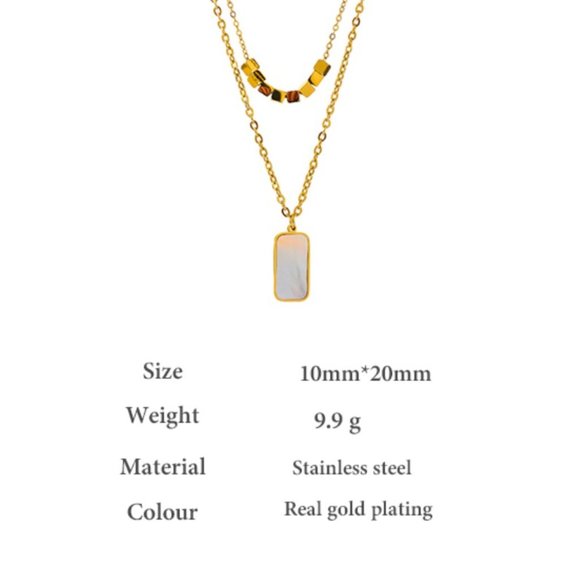 NEW Natural Shell Square Pendant Necklace - Picture 7 of 7